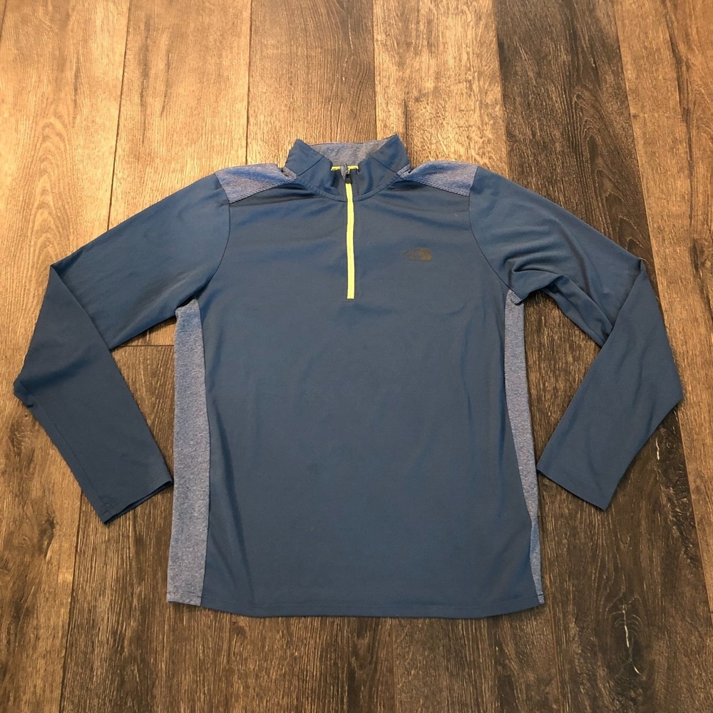 The North Face Quarter Zip Mens Blue Pullover Size Medium Lightweight